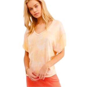 Free People Oversized All Mine Tie Dye T-Shirt Berry Combo Pink Yellow XS NWT